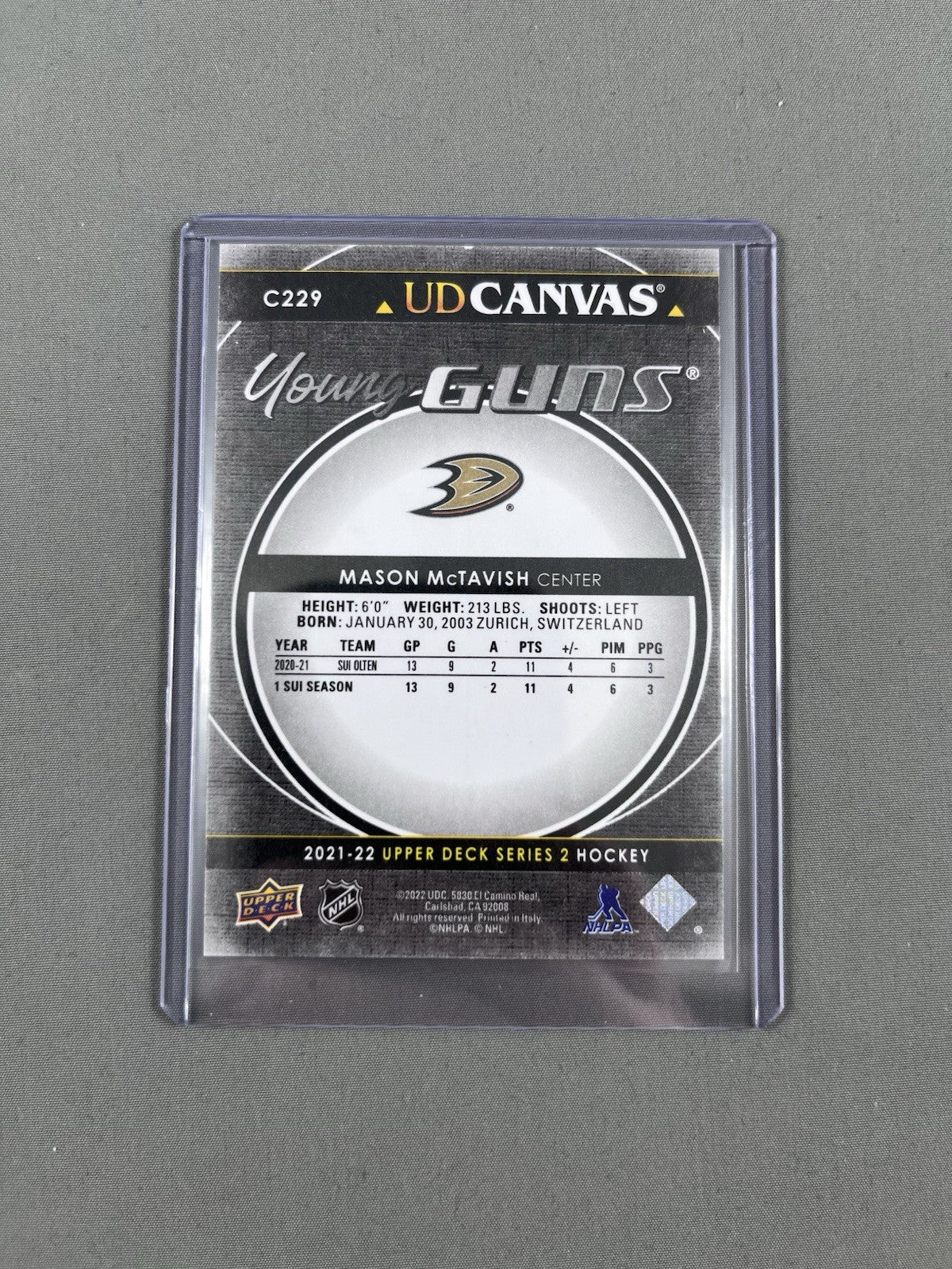 2021-2022 Upper Deck Series 2 Mason McTavish UD Canvas #C229 Young Guns Black