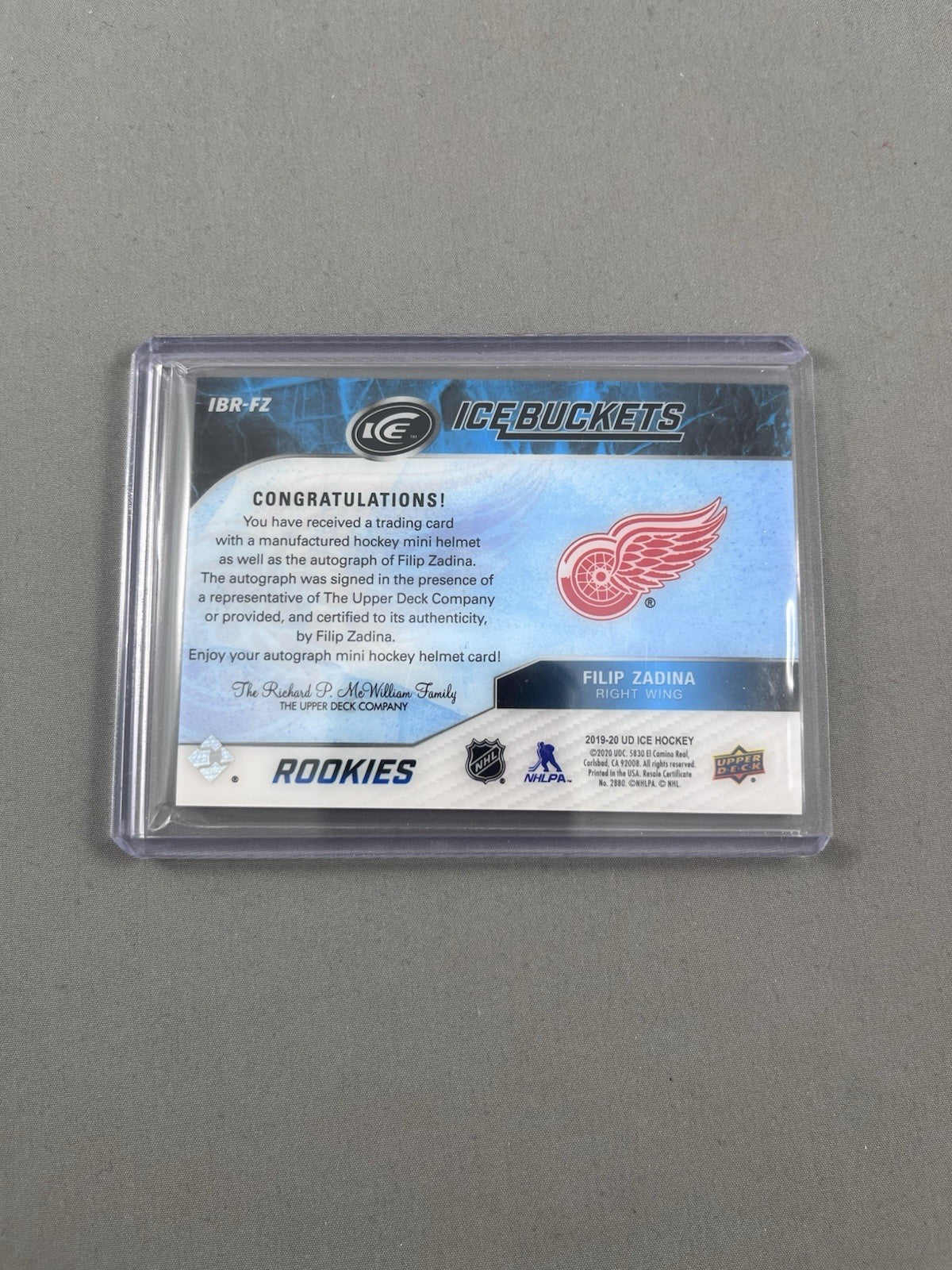 2019-20 UD Ice Ice Buckets Filip Zadina /199