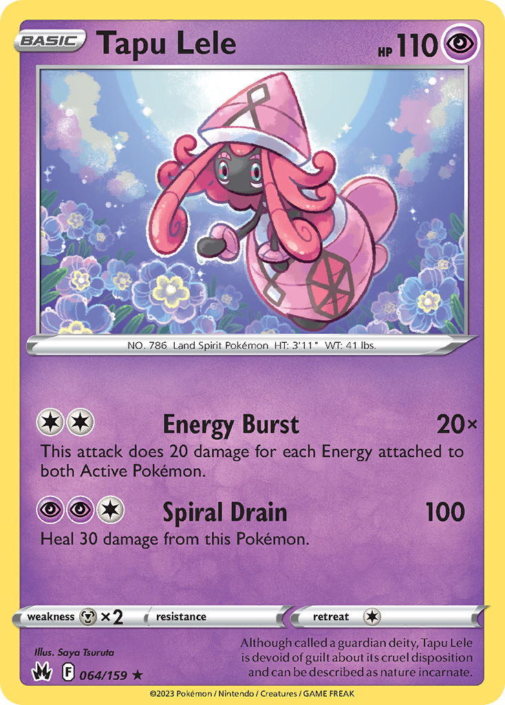 Pokémon TCG - Tapu Lele - 064/159 - Crown Zenith - Holo Rare - NM