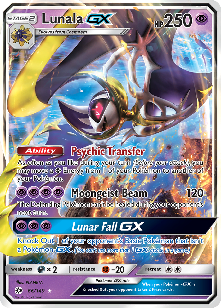 Pokémon TCG - Lunala GX - 66/149 - Sun & Moon Base Set - Ultra Rare Holo - MP