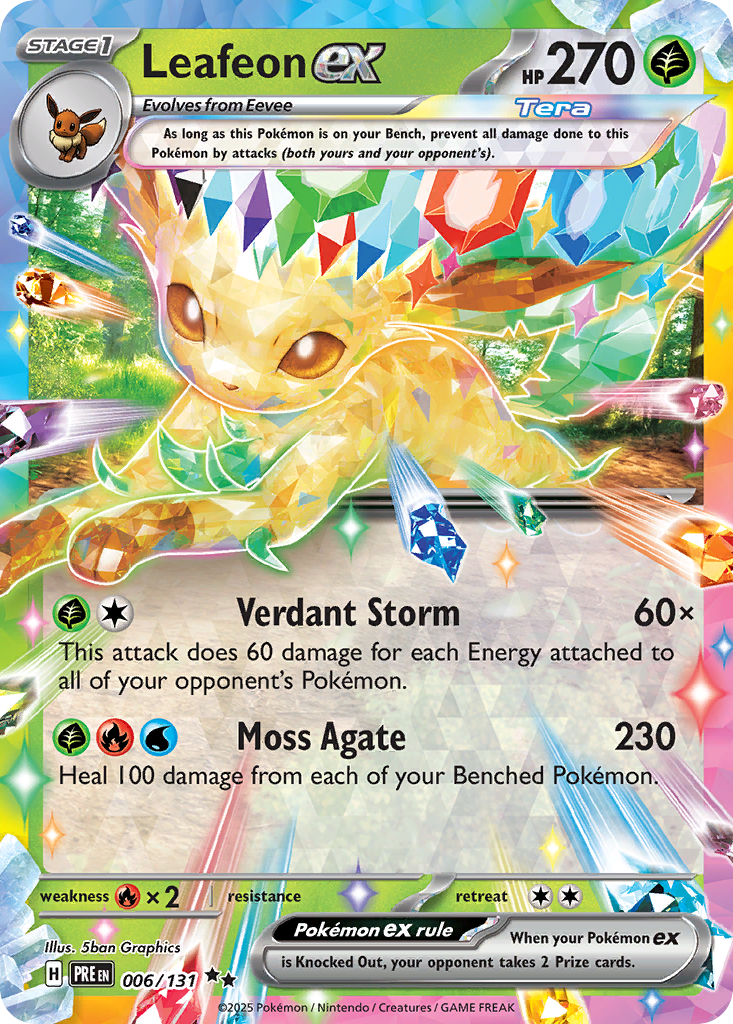 Pokémon TCG - Leafeon ex - 006/131 - Prismatic Evolutions - Holo - NM