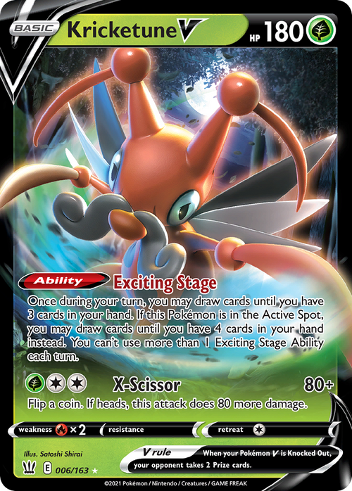 Pokémon TCG - Kricketune V - 006/163 - Battle Styles (SWSH05) - Holo - NM