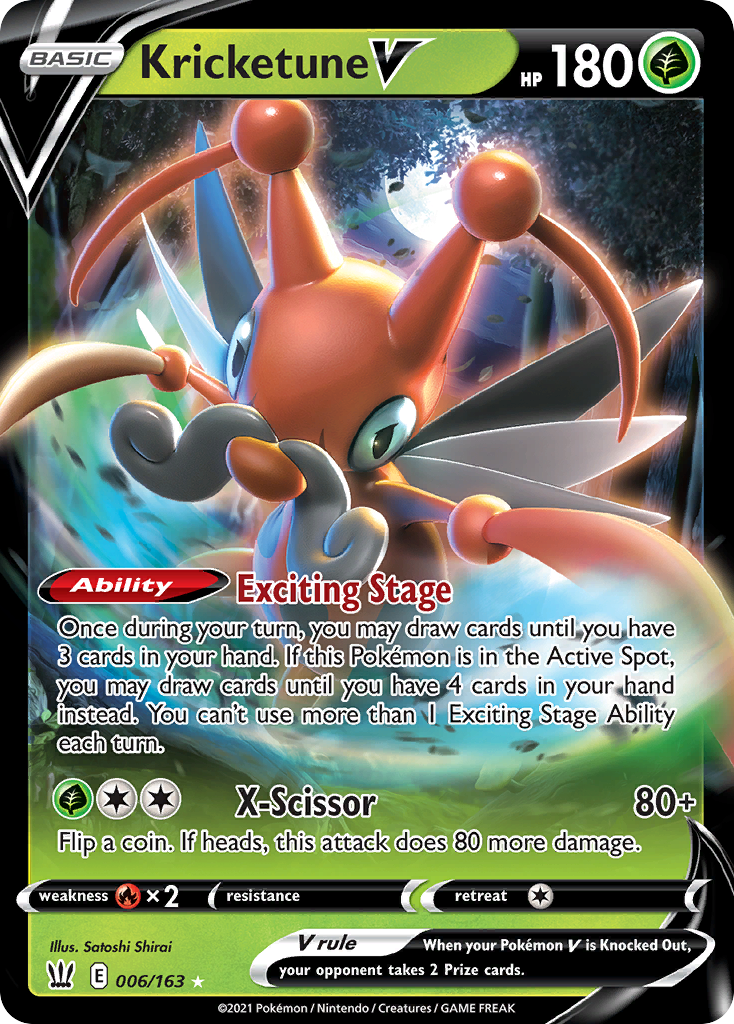 Pokémon TCG - Kricketune V - 006/163 - Battle Styles (SWSH05) - Holo - NM