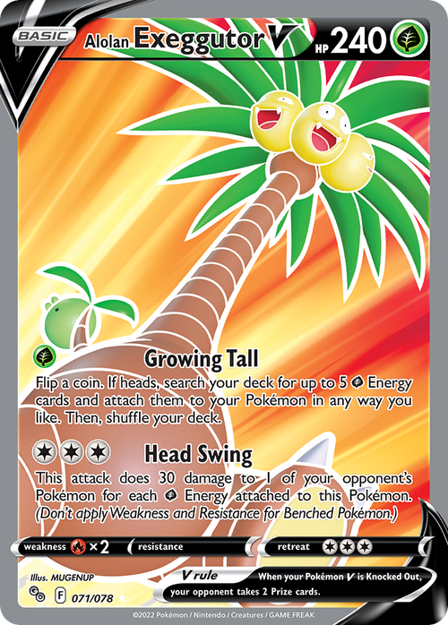 Pokémon TCG - Alolan Exeggutor V - 071/078 - Pokemon GO - Full Art Ultra Rare - NM