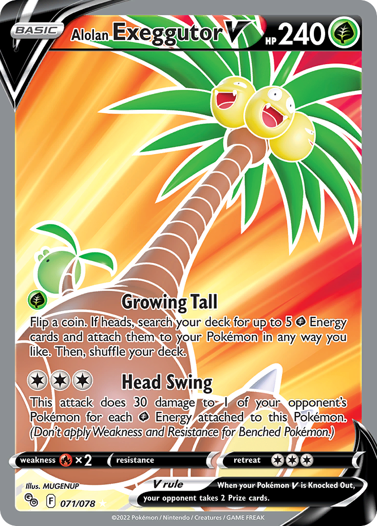 Pokémon TCG - Alolan Exeggutor V - 071/078 - Pokemon GO - Full Art Ultra Rare - NM