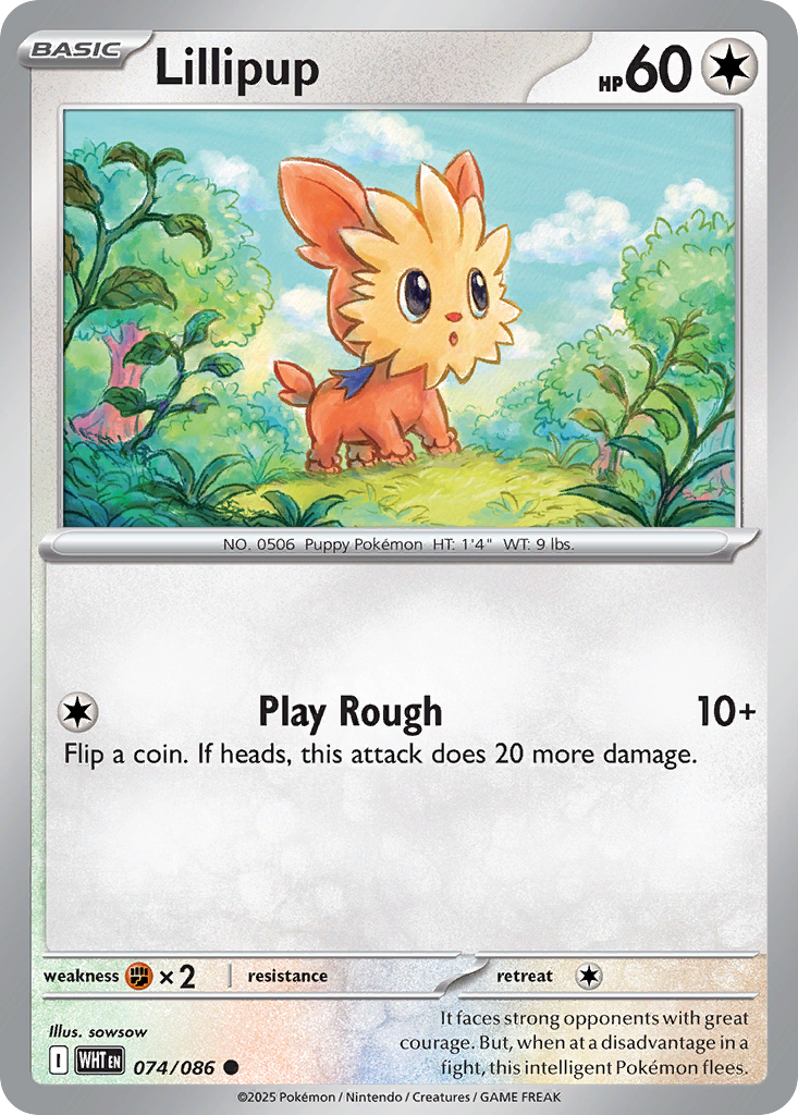 Pokémon TCG - Lillipup (Poke Ball Pattern) - 074/086 - White Flare - Common Holo - NM