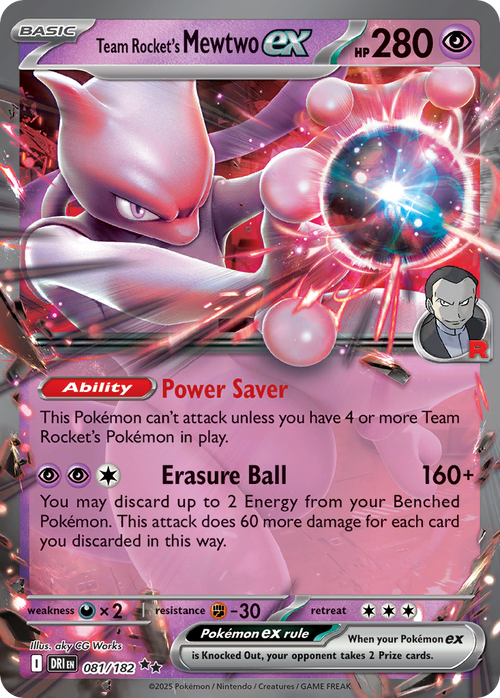 Pokémon TCG - Team Rocket's Mewtwo ex - 081/182 - Destined Rivals (SV10) - Double Rare Holo - NM