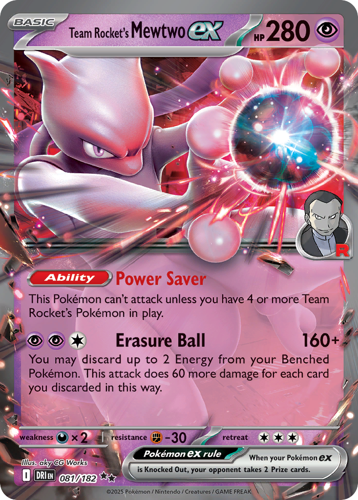 Pokémon TCG - Team Rocket's Mewtwo ex - 081/182 - Destined Rivals (SV10) - Double Rare Holo - NM
