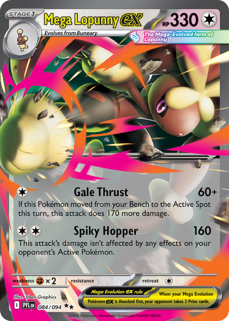 Pokémon TCG - Mega Lopunny ex - 084/094 - Phantasmal Flames (ME02) - Double Rare Holo - NM
