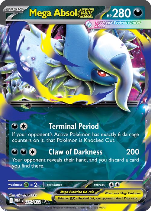 Pokémon TCG - Mega Absol ex - 086/132 - Mega Evolution - Double Rare - NM