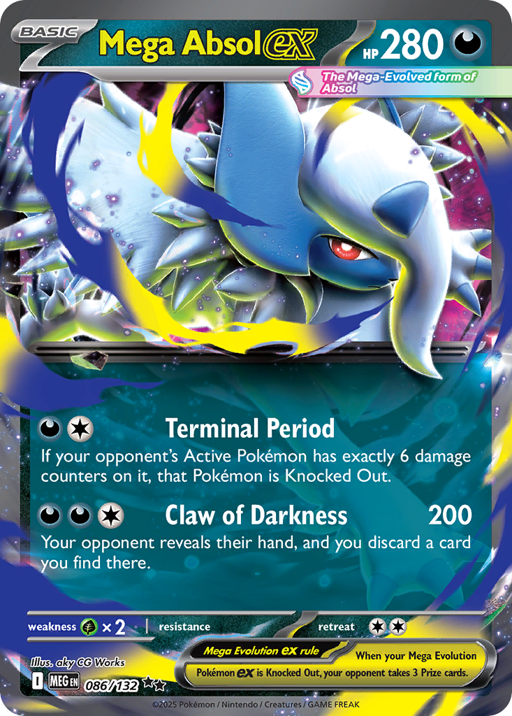 Pokémon TCG - Mega Absol ex - 086/132 - Mega Evolution - Double Rare - NM