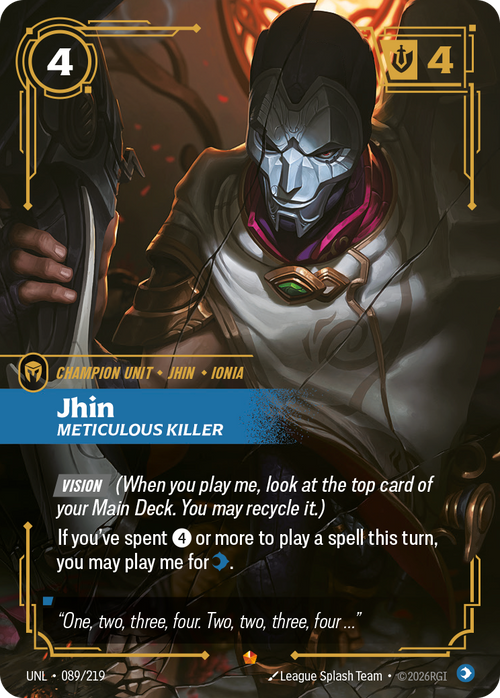 Riftbound TCG - Jhin, Meticulous Killer - Unleashed - 089/219 - Foil - NM/M