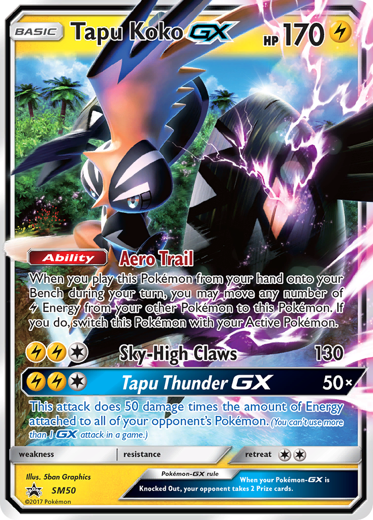 Pokémon TCG - Tapu Koko GX - SM50 - Sun & Moon Promos - Ultra Rare - DMG