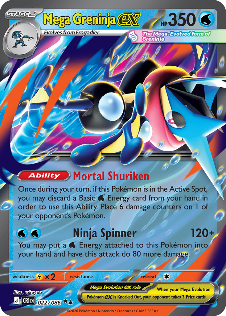 Pokémon TCG - Mega Greninja ex - 022/086 - Chaos Rising - Double Rare Holo - NM
