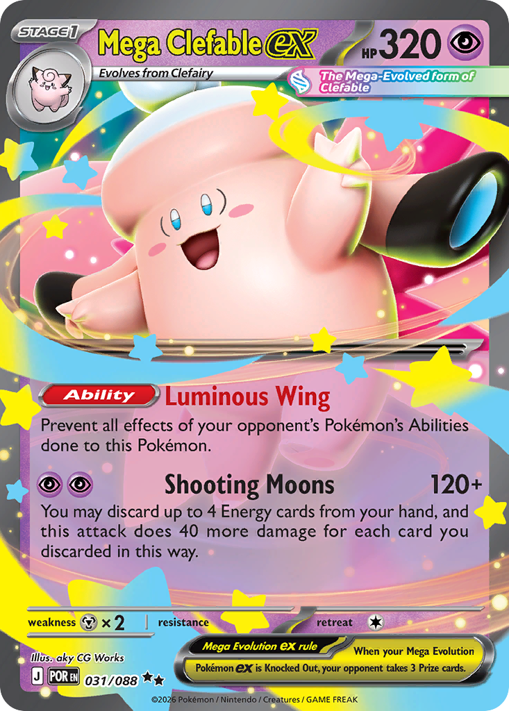 Pokémon TCG - Mega Clefable ex - 031/088 - Perfect Order (ME03) - Double Rare Holo - NM