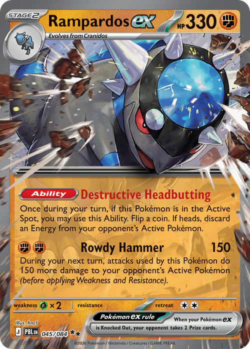 Pokémon TCG - Rampardos ex - 045/084 - Pitch Black (ME05) - Double Rare Holo - NM