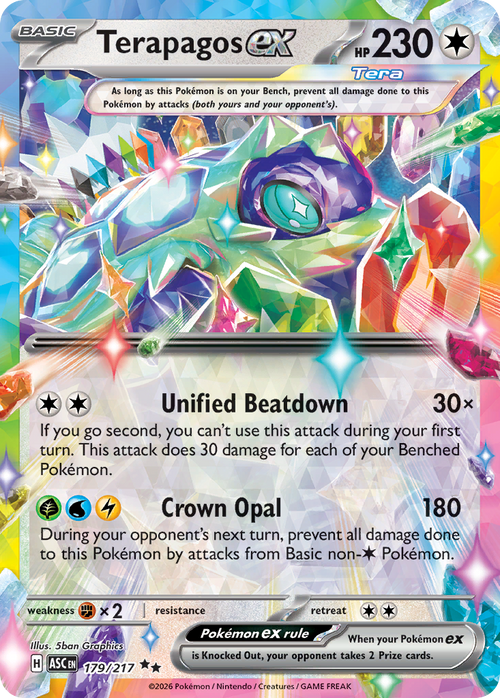Pokémon TCG - Terapagos ex - 179/217 - Ascended Heroes - Double Rare Holo - NM
