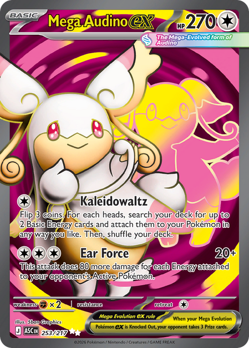 Pokémon TCG - Mega Audino ex - 253/217 - Ascended Heroes - Ultra Rare Holo - NM
