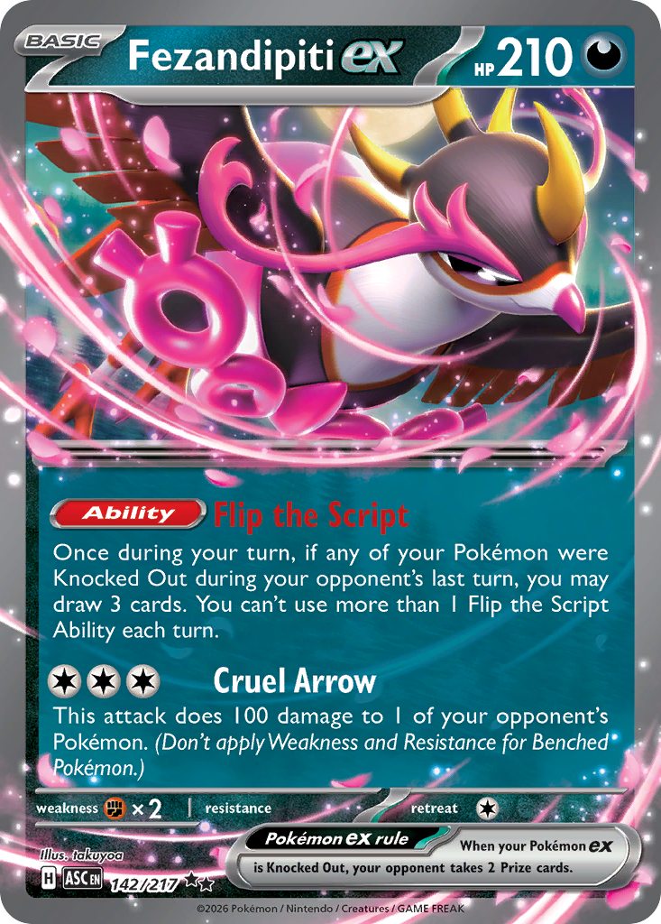 Pokémon TCG - Fezandipiti ex - 142/217 - Ascended Heroes - Double Rare Holo - NM