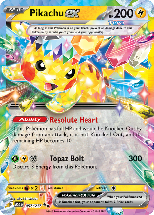 Pokémon TCG - Pikachu ex - 057/217 - Ascended Heroes - NM