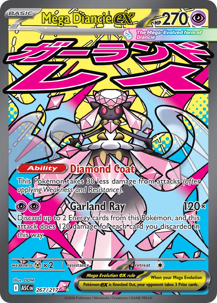 Pokémon TCG - Mega Diancie ex - 267/217 - Ascended Heroes - Mega Attack Rare - NM