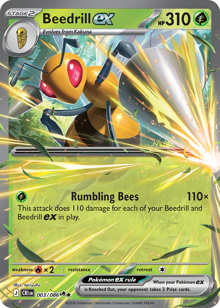 Pokémon TCG - Beedrill ex - 003/086 - Chaos Rising - Double Rare - NM