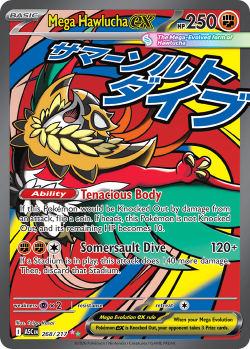 Pokémon TCG - Mega Hawlucha ex - 268/217 - Ascended Heroes - Mega Attack Rare - NM