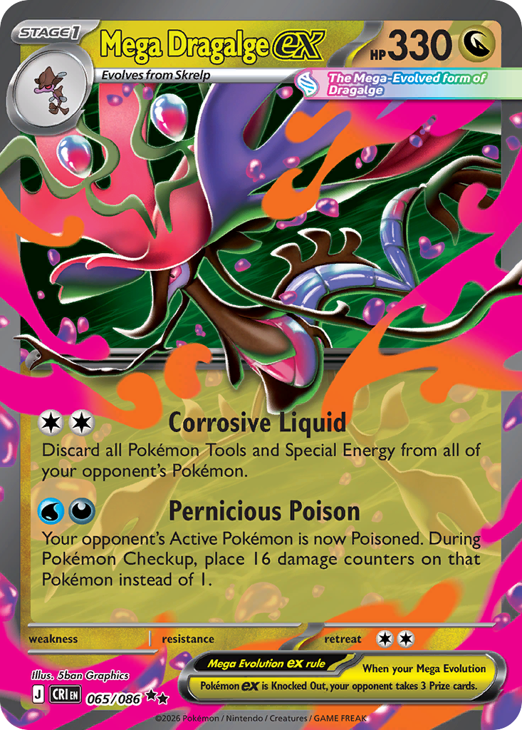 Pokémon TCG - Mega Dragalge ex - 065/086 - Chaos Rising - Double Rare Holo - NM