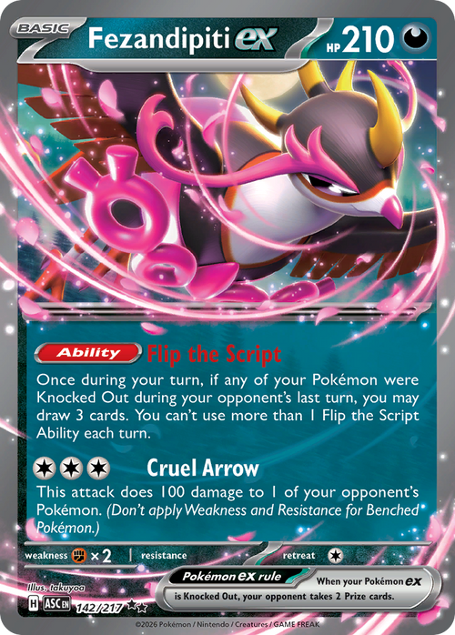 Pokémon TCG - Fezandipiti ex - 142/217 - Ascended Heroes - Holo - NM