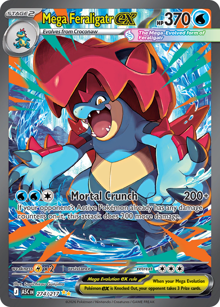Pokémon TCG - Mega Feraligatr Ex - 274/217 - Ascended Heroes - Full Art Secret Rare - Mint