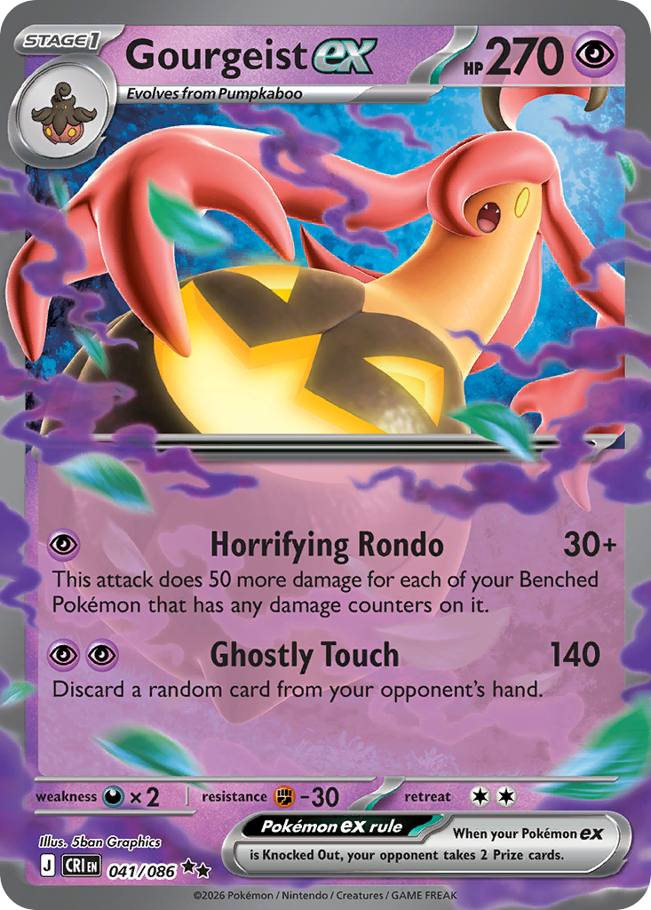 Pokémon TCG - Gourgeist ex - 041/086 - Chaos Rising (ME04) - Double Rare Holo - NM