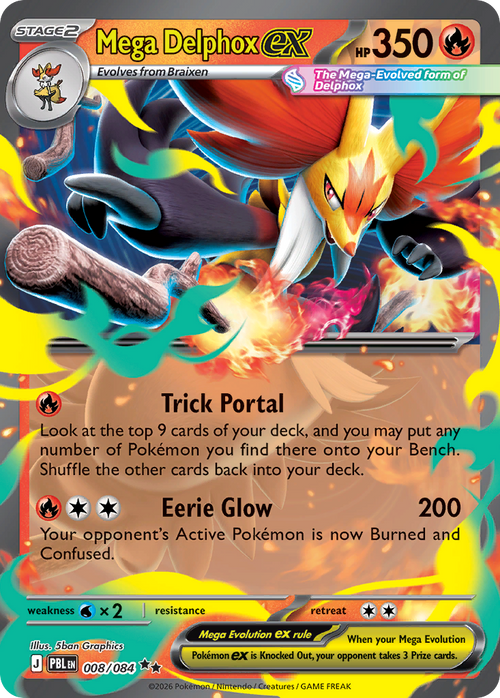 Pokémon TCG - Mega Delphox ex - 008/084 - Pitch Black - Double Rare - NM