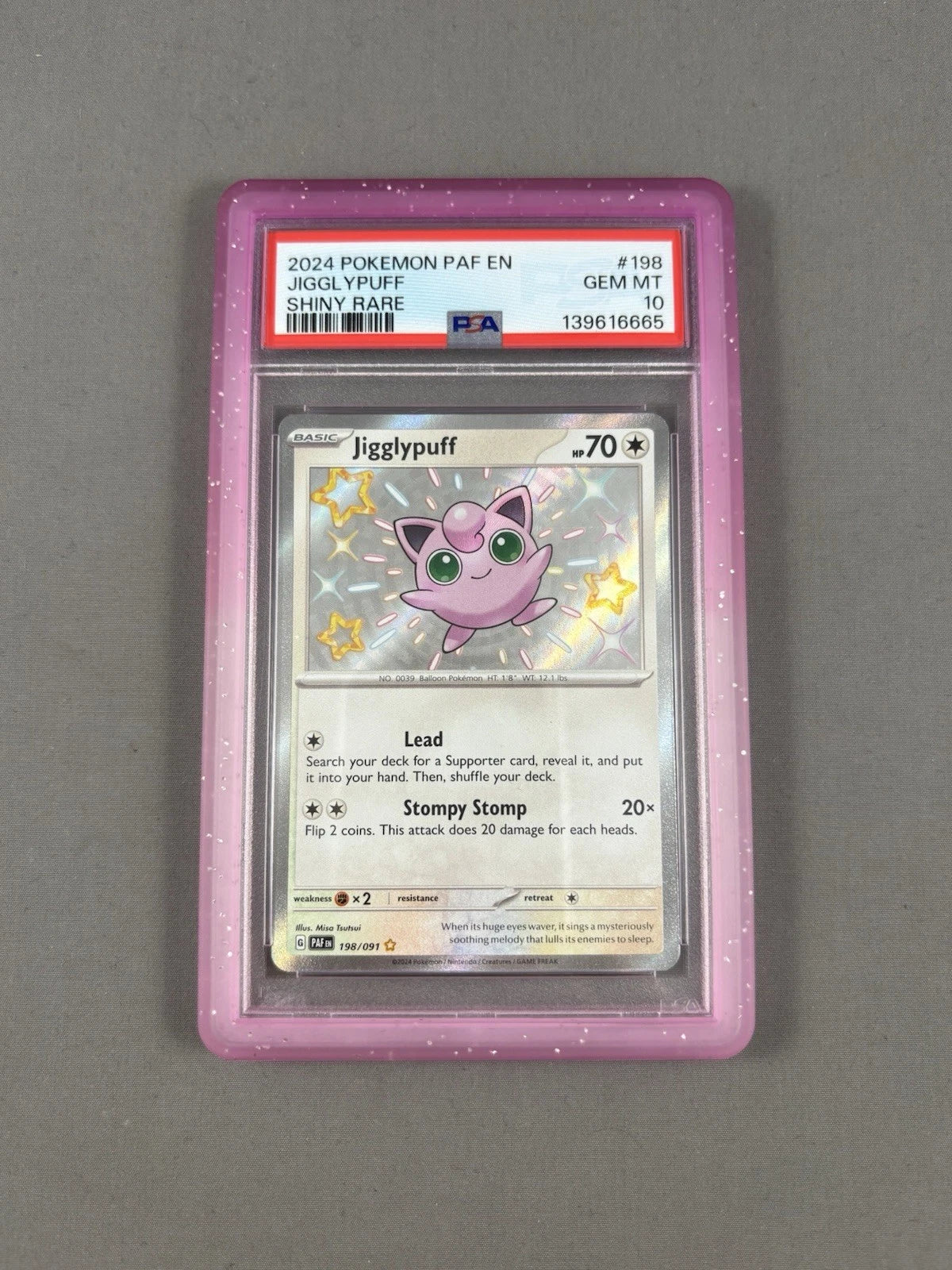 Pokemon TCG Paldean Fates Jigglypuff 198 Shiny Rare PSA 10