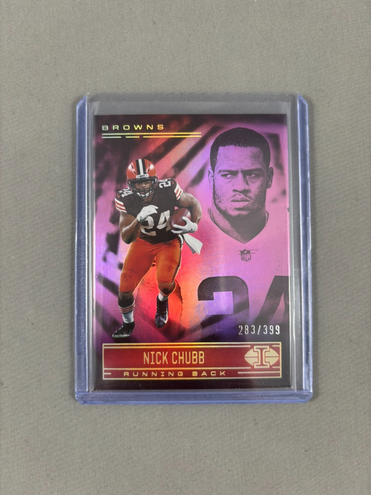 2021 Illusions Nick Chubb Trophy Collection Pink /399