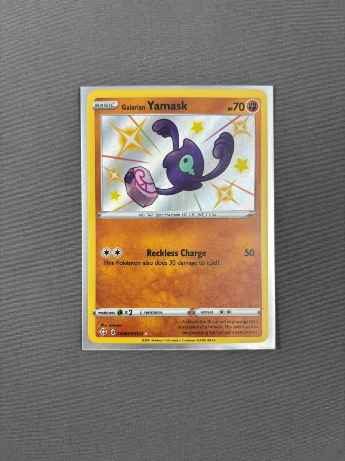 Galarian Yamask - SV065/SV122 - Pokemon Shining Fates Sword Shield Shiny Rare NM