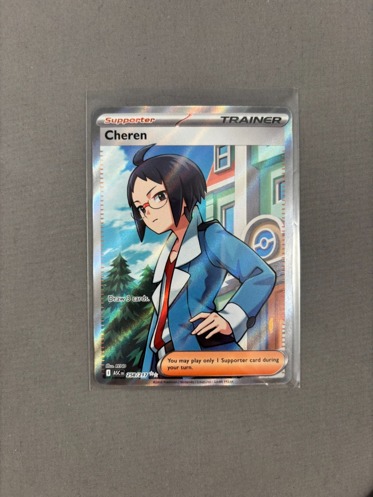 Cheren 258/217 Ultra Rare Ascended Heroes Pokemon Holo Near Mint
