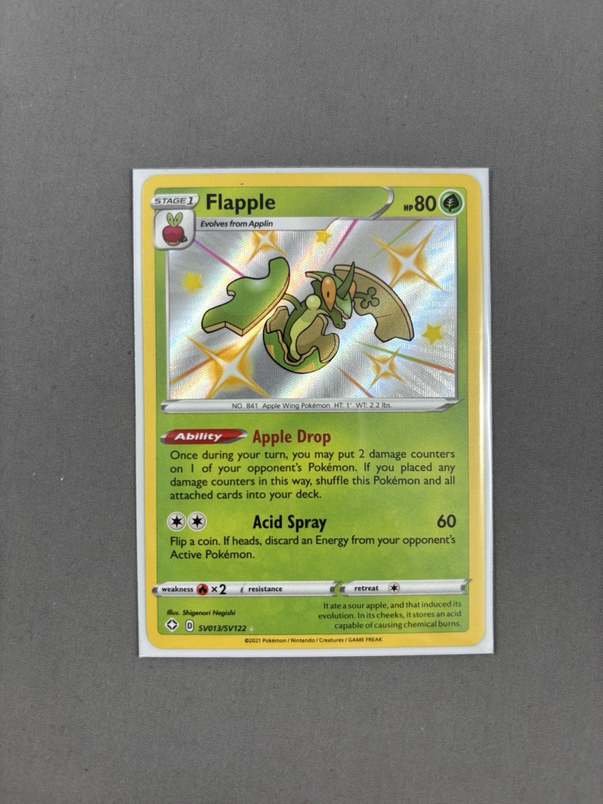 Flapple - SV013/SV122 - Pokemon Shining Fates Sword Shield Shiny Rare Card NM